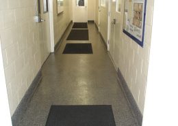 Epoxy flake system for break room and restroom floor installation