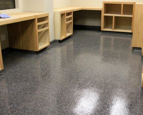 Morning Star Packing office epoxy flake flooring installation