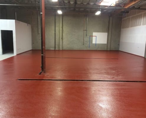 Urethane base with epoxy top coat brewery flooring installation in California