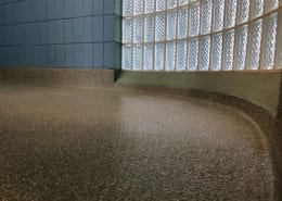 locker room epoxy flake flooring installation