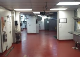 New epoxy floors over commercial tile kitchen at Pelican Brewing in Oregon