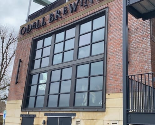 Outside of Odell Brewing during industrial flooring installation in Colorado