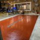 Red Urethane epoxy brewery flooring installation in Austin Texas