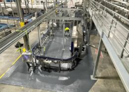 After installation of new sloped commercial epoxy flooring at bottling plant in Portland